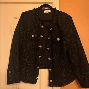 CeCe Black Textured Blazer